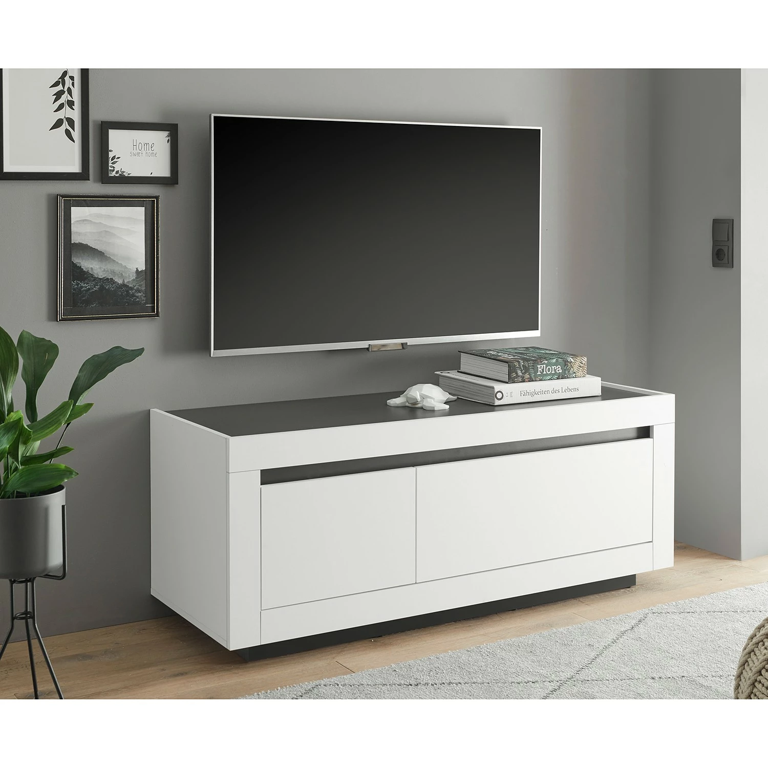 Loftscape TV-Lowboard Accra I - Weiß / Anthrazit 2 Loftscape TV-Lowboard Accra I - Weiß / Anthrazit – Bild 2