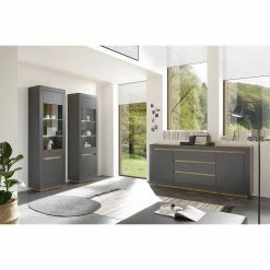 Loftscape Standvitrine Accra - Anthrazit / Eiche Dekor -WOHNZIMMERMÖBEL Verkäufe 1000348816 220506 021 MOOD DETAILS P000000001000348816 mood