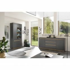 Loftscape Vitrinenschrank Accra - Anthrazit / Eiche Dekor -WOHNZIMMERMÖBEL Verkäufe 1000348817 220506 021 MOOD DETAILS P000000001000348817 mood