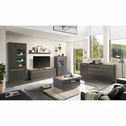 Loftscape Vitrinenschrank Accra - Anthrazit / Eiche Dekor -WOHNZIMMERMÖBEL Verkäufe 1000348817 220506 023 MOOD DETAILS P000000001000348817 mood