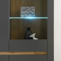 Loftscape Vitrinenschrank Accra - Anthrazit / Eiche Dekor -WOHNZIMMERMÖBEL Verkäufe 1000348817 220506 032 DETAILS P000000001000348817