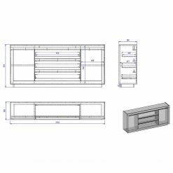 Loftscape Sideboard Accra - Anthrazit / Eiche Dekor -WOHNZIMMERMÖBEL Verkäufe 1000348819 220506 500 SKETCH DETAILS P000000001000348819 sketch