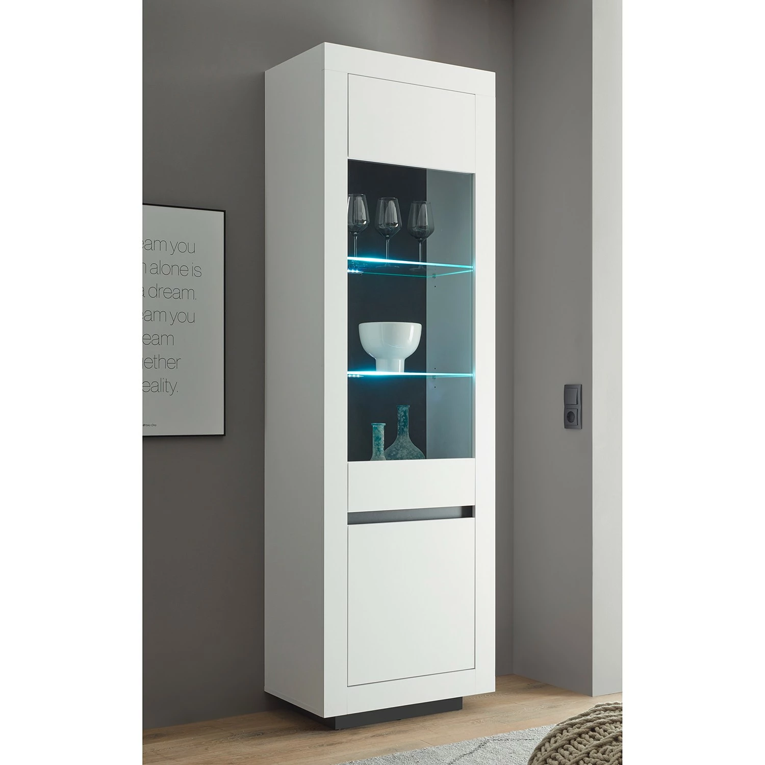 Loftscape Standvitrine Accra - Weiß / Anthrazit 2 Loftscape Standvitrine Accra - Weiß / Anthrazit – Bild 2