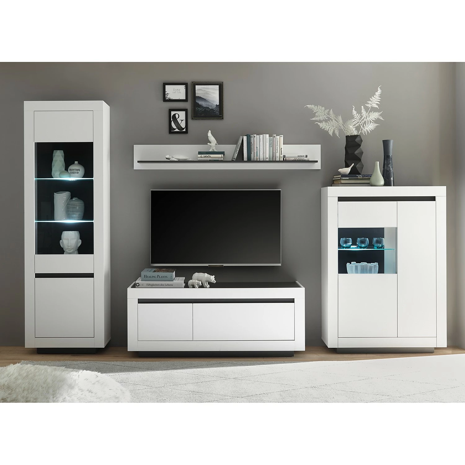 Loftscape Standvitrine Accra - Weiß / Anthrazit 3 Loftscape Standvitrine Accra - Weiß / Anthrazit – Bild 3