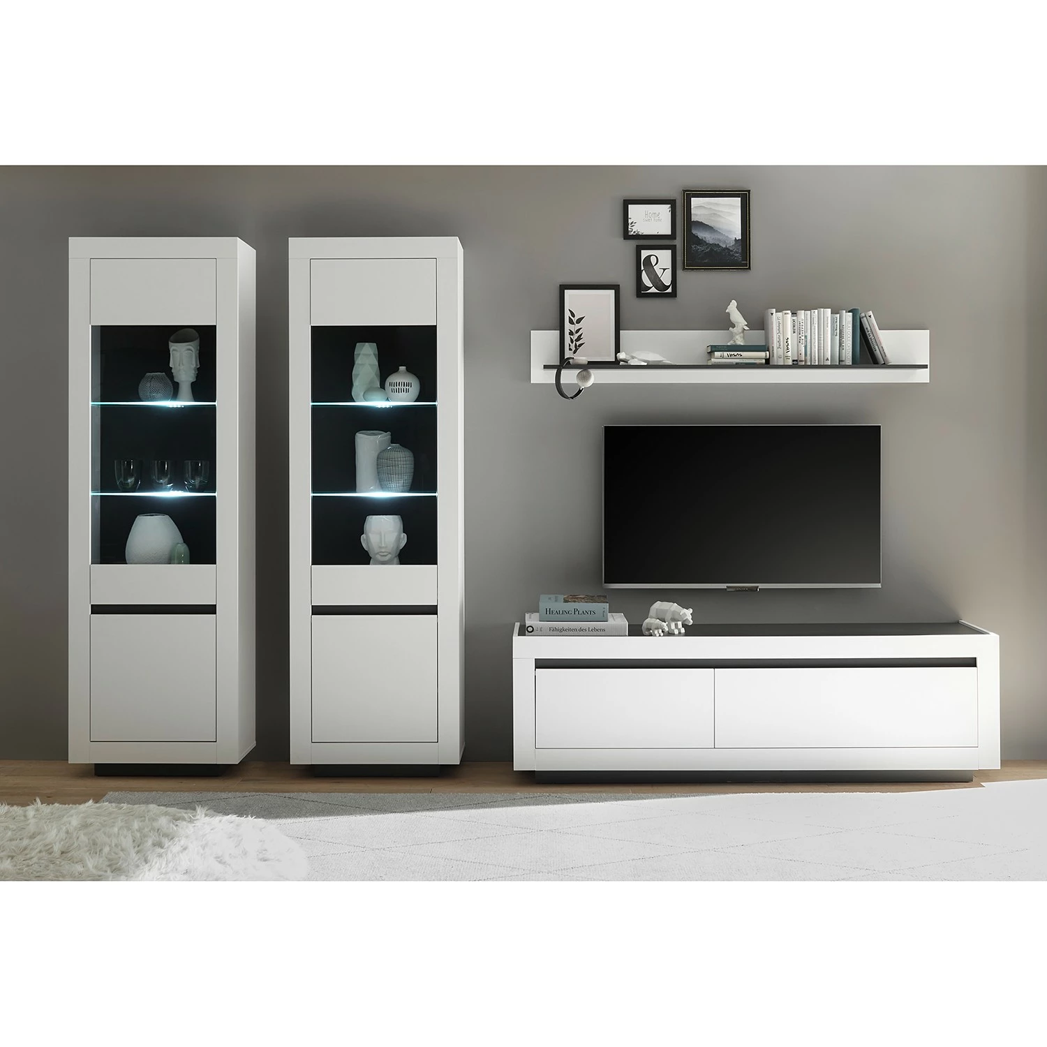 Loftscape Standvitrine Accra - Weiß / Anthrazit 5 Loftscape Standvitrine Accra - Weiß / Anthrazit – Bild 5