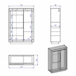Loftscape Highboard Accra - Weiß / Anthrazit -WOHNZIMMERMÖBEL Verkäufe 1000348824 220506 500 SKETCH DETAILS P000000001000348824 sketch