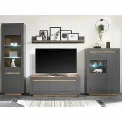 Loftscape Wohnwand Accra I (4-teilig) - Anthrazit / Eiche Dekor