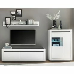 Loftscape Wohnwand Accra III (3-teilig) - Weiß / Anthrazit