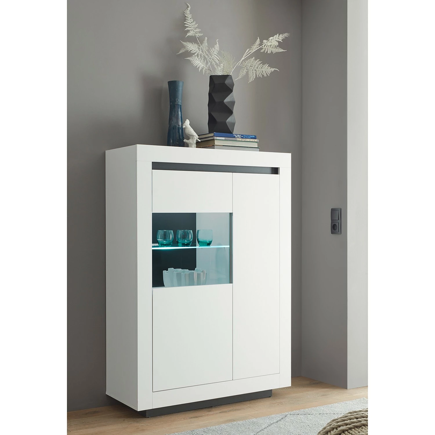 Loftscape Wohnwand Accra III (3-teilig) - Weiß / Anthrazit 4 Loftscape Wohnwand Accra III (3-teilig) - Weiß / Anthrazit – Bild 4