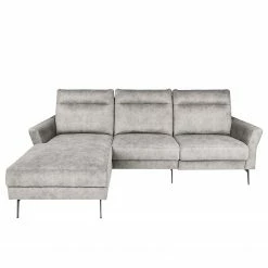 Norrwood Ecksofa Sombrilla - Samt Cloe: Hellgrau - Longchair davorstehend links -WOHNZIMMERMÖBEL Verkäufe 1000349730 220517 040 DETAILS P000000001000349730