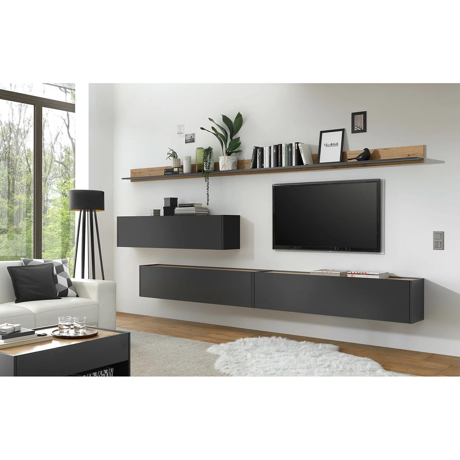 Norrwood Wohnwand Olon I (5-teilig) - Anthrazit 2 Norrwood Wohnwand Olon I (5-teilig) - Anthrazit – Bild 2