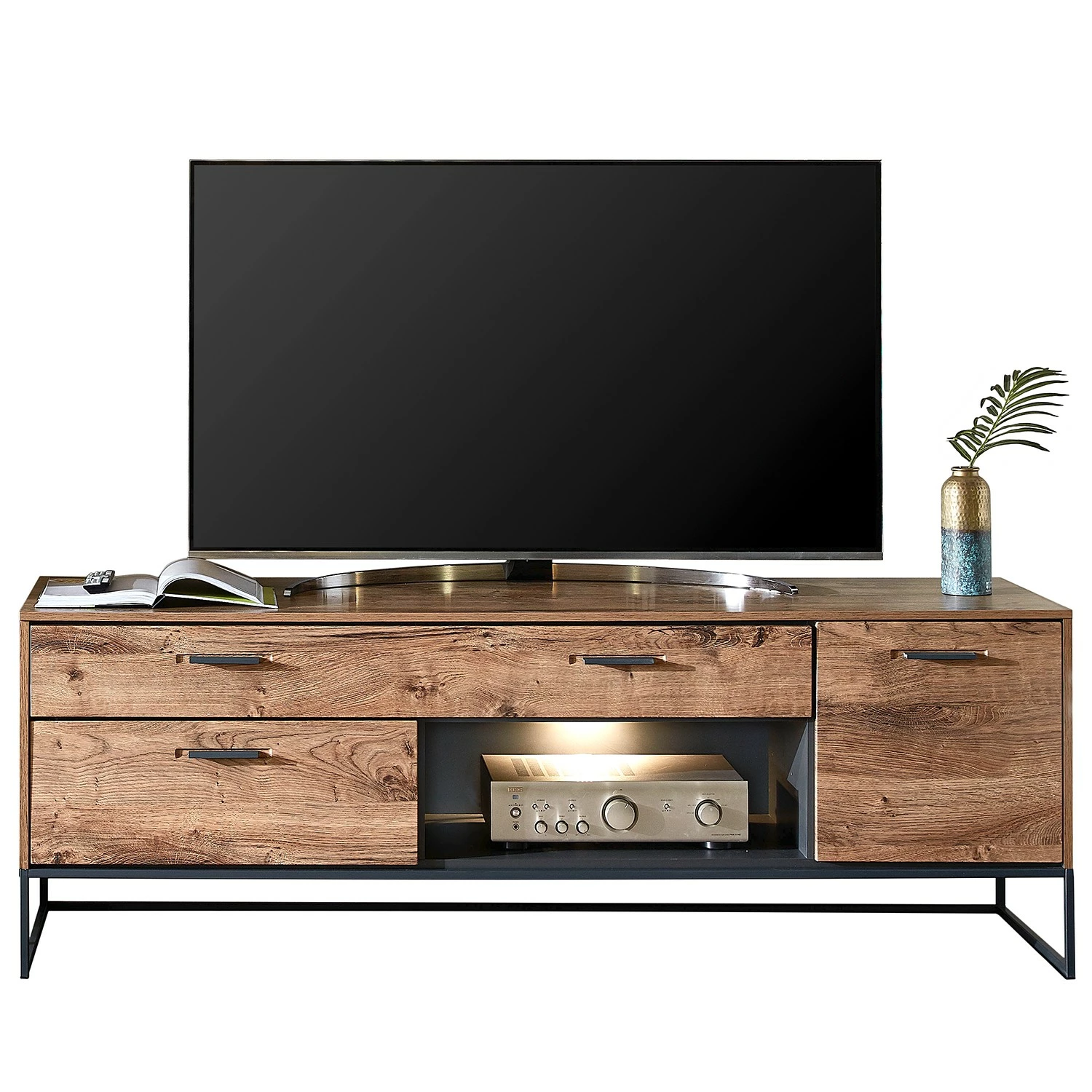 Red Living Wohnwand Meevoo V (3-teilig) - Eiche Rustikal Dekor / Graphit 3 Red Living Wohnwand Meevoo V (3-teilig) - Eiche Rustikal Dekor / Graphit – Bild 3