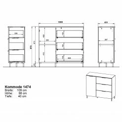 Germania Kommode California I - Graphit -WOHNZIMMERMÖBEL Verkäufe 1000352101 220512 500 SKETCH DETAILS P000000001000352101 sketch