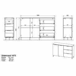 Germania Sideboard California I - Graphit -WOHNZIMMERMÖBEL Verkäufe 1000352104 220512 500 SKETCH DETAILS P000000001000352104 sketch