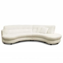 Loftscape Ecksofa Roulette - Bouclé Stoff Abby: Polarweiß - Ottomane davorstehend rechts