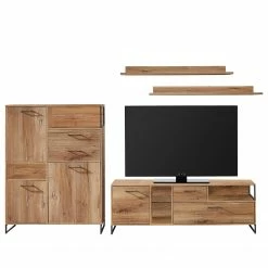 Red Living Wohnwand Sligo IV (4-teilig) - Risseiche Silber Dekor / Graphit