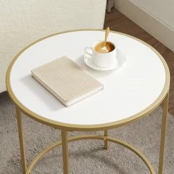 Red Living Beistelltisch Poygan II - Weiß / Gold -WOHNZIMMERMÖBEL Verkäufe 1000355204 220601 031 DETAILS P000000001000355204