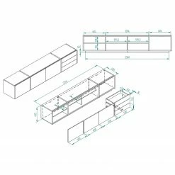 Loftscape Wohnkombination Muuga (3-teilig) - Weiß / Grau -WOHNZIMMERMÖBEL Verkäufe 1000356494 220608 500 SKETCH DETAILS P000000001000356494 sketch