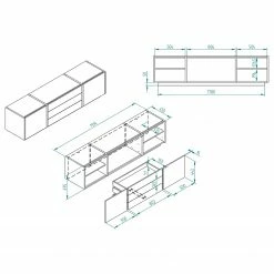 Loftscape Wohnwand Muuga I (4-teilig) - Weiß / Grau -WOHNZIMMERMÖBEL Verkäufe 1000356496 220608 500 SKETCH DETAILS P000000001000356496 sketch