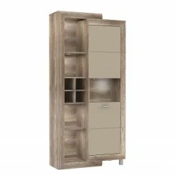 Loftscape Schrank Verdille - Hochglanz Beige / Eiche Antik Dekor