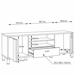 Red Living TV-Lowboard Vallegrande II - Alpenkiefer Dekor / Schwarz -WOHNZIMMERMÖBEL Verkäufe 1000356704 220603 501 SKETCH DETAILS P000000001000356704 sketch
