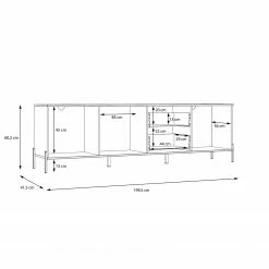Loftscape Sideboard Ozora III - Hochglanz Weiß / Matt Weiß -WOHNZIMMERMÖBEL Verkäufe 1000356706 220603 501 SKETCH DETAILS P000000001000356706 sketch