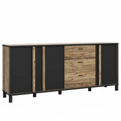Red Living Sideboard Vallegrande II - Alpenkiefer Dekor / Schwarz