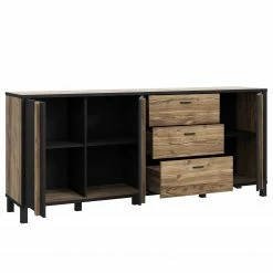 Red Living Sideboard Vallegrande II - Alpenkiefer Dekor / Schwarz -WOHNZIMMERMÖBEL Verkäufe 1000356708 220603 032 DETAILS P000000001000356708