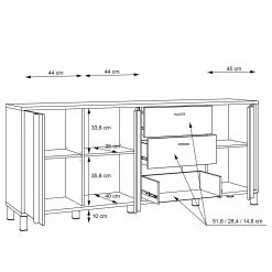 Red Living Sideboard Vallegrande II - Alpenkiefer Dekor / Schwarz -WOHNZIMMERMÖBEL Verkäufe 1000356708 220603 501 SKETCH DETAILS P000000001000356708 sketch