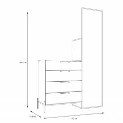 Loftscape Kompaktgarderobe Ozora - Hochglanz Weiß / Matt Weiß -WOHNZIMMERMÖBEL Verkäufe 1000356710 220603 500 SKETCH DETAILS P000000001000356710 sketch
