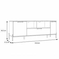 Loftscape TV-Lowboard Ozora - Hochglanz Weiß / Matt Weiß -WOHNZIMMERMÖBEL Verkäufe 1000356720 220603 500 SKETCH DETAILS P000000001000356720 sketch