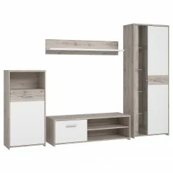 Loftscape Wohnwand Union City (4-teilig) - Inkl. Beleuchtung - Matt Weiß / Sandeiche Dekor -WOHNZIMMERMÖBEL Verkäufe 1000356733 220603 032 DETAILS P000000001000356733