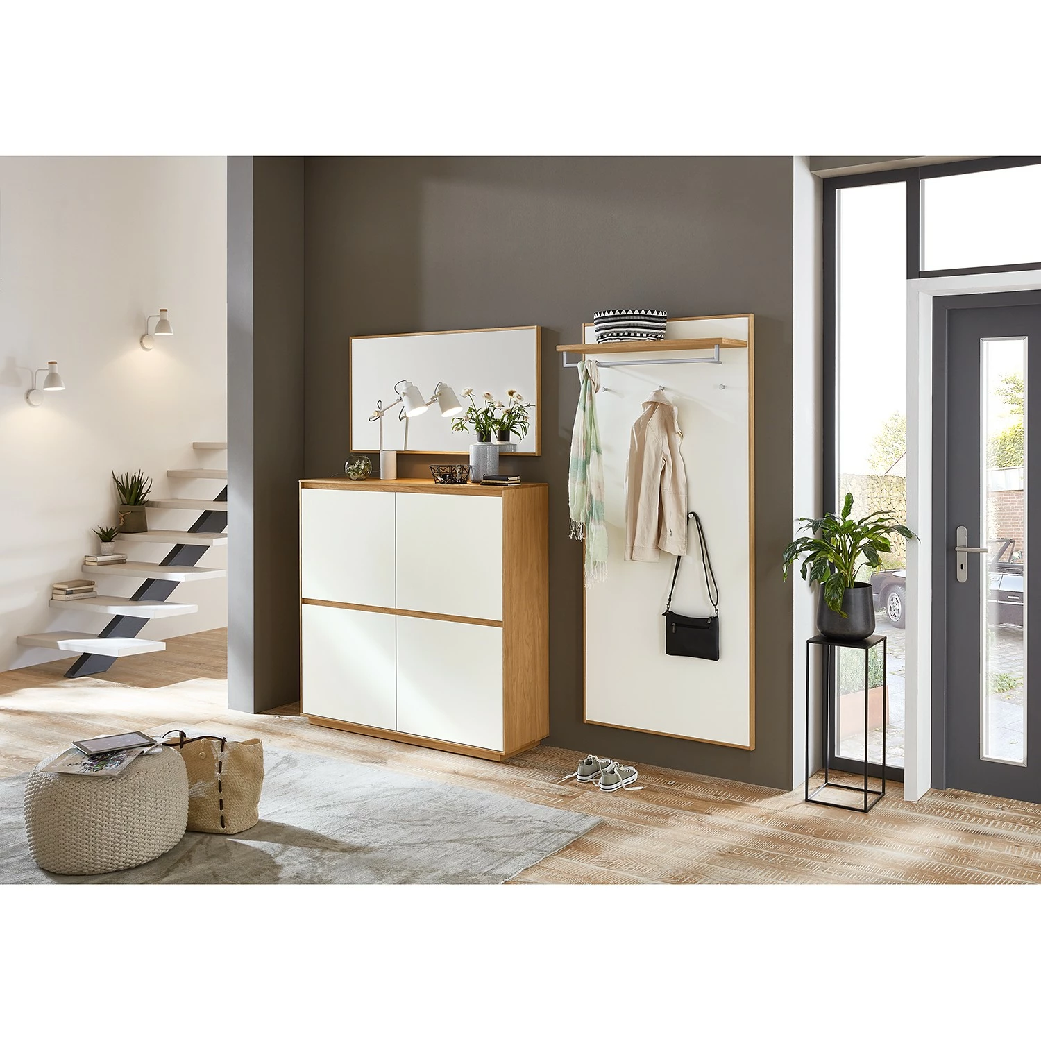 Voss Schuhkommode V100 - Eiche teilmassiv - Weiß 2 Voss Schuhkommode V100 - Eiche teilmassiv - Weiß – Bild 2