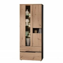 Loftscape Vitrinenschrank Moosic - Inkl. Beleuchtung - Eiche Artisan Dekor / Graphit