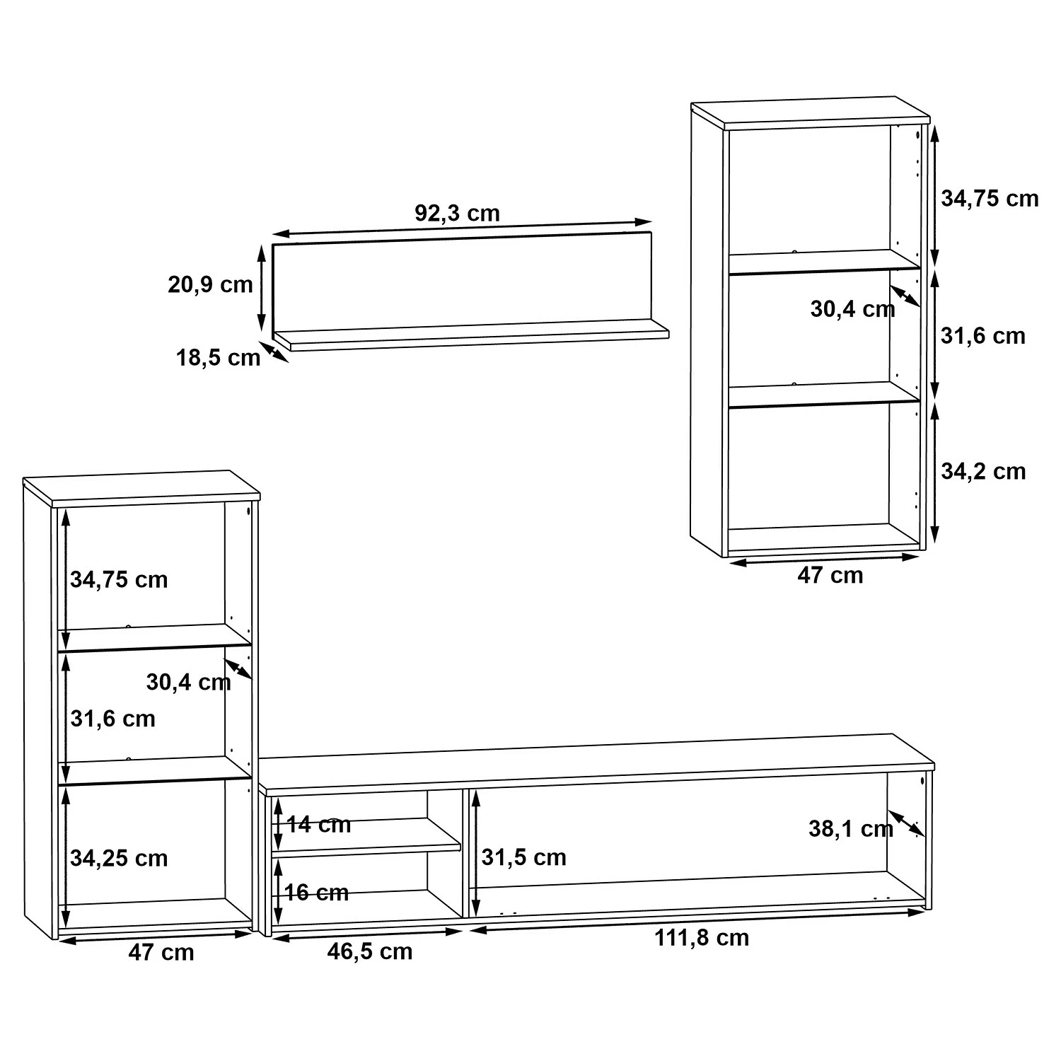 Red Living Wohnwand Tilsit (4-teilig) - Stabeiche Dekor 8 Red Living Wohnwand Tilsit (4-teilig) - Stabeiche Dekor – Bild 8