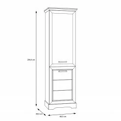 Ridgevalley Standvitrine New Dessa - Kiefer Weiß Dekor -WOHNZIMMERMÖBEL Verkäufe 1000357999 220616 500 SKETCH DETAILS P000000001000357999 sketch
