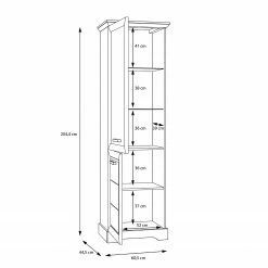 Ridgevalley Standvitrine New Dessa - Kiefer Weiß Dekor -WOHNZIMMERMÖBEL Verkäufe 1000357999 220616 501 SKETCH DETAILS P000000001000357999 sketch
