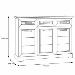 Ridgevalley Sideboard New Dessa III - Kiefer Weiß Dekor -WOHNZIMMERMÖBEL Verkäufe 1000358010 220616 500 SKETCH DETAILS P000000001000358010 sketch