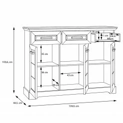 Ridgevalley Sideboard New Dessa III - Kiefer Weiß Dekor -WOHNZIMMERMÖBEL Verkäufe 1000358010 220616 501 SKETCH DETAILS P000000001000358010 sketch