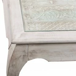 Ridgevalley Couchtisch Missoula - Glas / Mango massiv - Vintage Weiß -WOHNZIMMERMÖBEL Verkäufe 1000359914 220624 034 DETAILS P000000001000359914