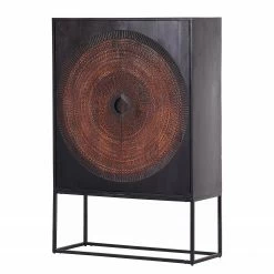 Red Living Highboard Curbar - Mango massiv / Metall - Schwarz