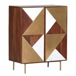 Red Living Kommode Aulnoy - Akazie massiv / Metall - Akazie / Messing