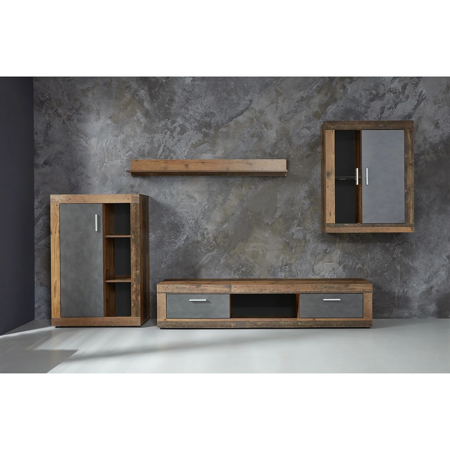 Trendteam Wohnwand Jazz I (4-teilig) - Altholz Dekor / Anthrazit 3 Trendteam Wohnwand Jazz I (4-teilig) - Altholz Dekor / Anthrazit – Bild 3