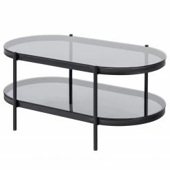 Loftscape Couchtisch Totowa II - Glas / Eisen - Rauchglas / Schwarz