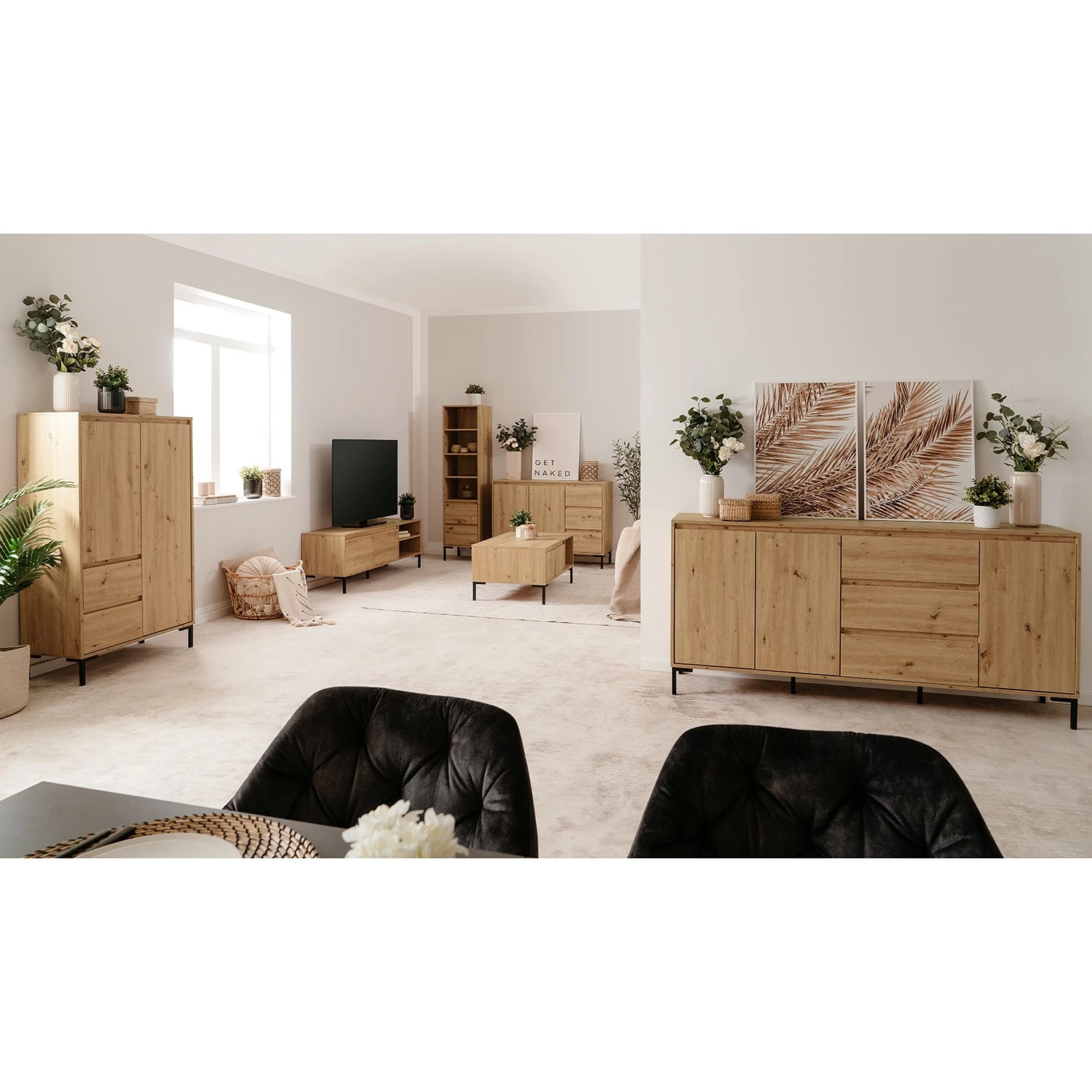 Loftscape Kommode Brochet II - Eiche Dekor / Schwarz 4 Loftscape Kommode Brochet II - Eiche Dekor / Schwarz – Bild 4