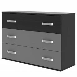 Loftscape Sideboard Asperen - Schwarz Eiche Dekor / Uni Wolfram Grau - Breite: 120 cm