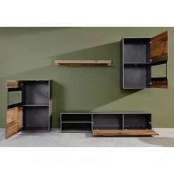 Trendteam Wohnwand Mango (4-teilig) - Altholz Dekor / Anthrazit -WOHNZIMMERMÖBEL Verkäufe 1000363615 220802 021 MOOD DETAILS P000000001000363615 mood