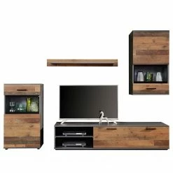 Trendteam Wohnwand Mango (4-teilig) - Altholz Dekor / Anthrazit -WOHNZIMMERMÖBEL Verkäufe 1000363615 220802 030 DETAILS P000000001000363615