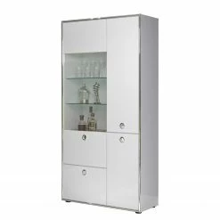 Trendteam Vitrinenschrank Infinity - Hochglanz Weiß / Matt Weiß