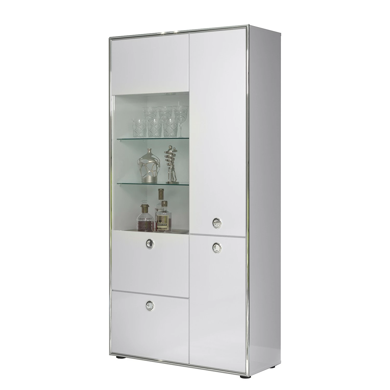 Trendteam Vitrinenschrank Infinity - Hochglanz Weiß / Matt Weiß 1 Trendteam Vitrinenschrank Infinity - Hochglanz Weiß / Matt Weiß